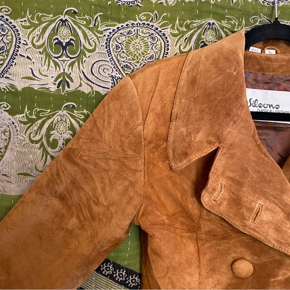 Vintage 1970s Wilsons Leather Camel Suede Cropped Waistcoat Size Large Rare Find - Picture 7 of 16